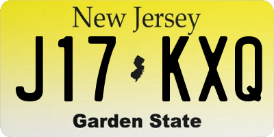NJ license plate J17KXQ