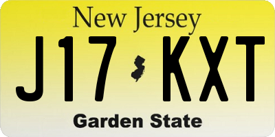 NJ license plate J17KXT