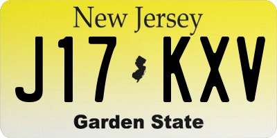 NJ license plate J17KXV