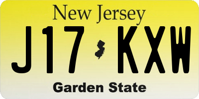 NJ license plate J17KXW