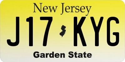NJ license plate J17KYG