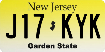 NJ license plate J17KYK