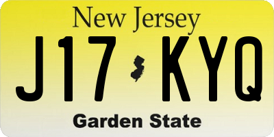 NJ license plate J17KYQ