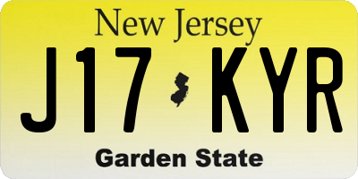 NJ license plate J17KYR