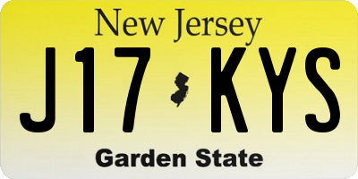 NJ license plate J17KYS