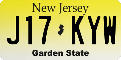 NJ license plate J17KYW