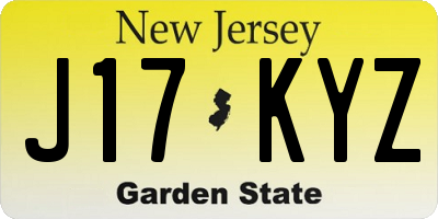 NJ license plate J17KYZ