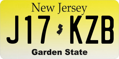 NJ license plate J17KZB