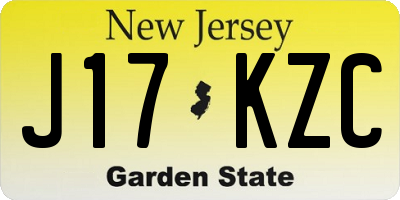 NJ license plate J17KZC