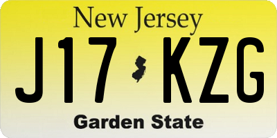 NJ license plate J17KZG