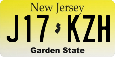 NJ license plate J17KZH