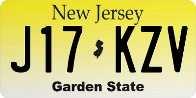 NJ license plate J17KZV