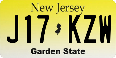 NJ license plate J17KZW