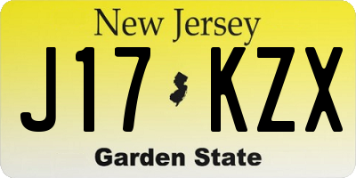 NJ license plate J17KZX