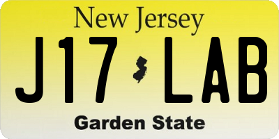 NJ license plate J17LAB