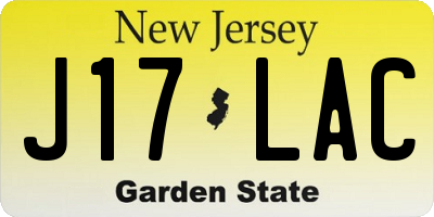 NJ license plate J17LAC