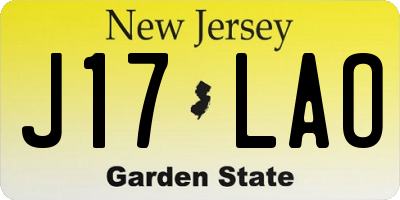 NJ license plate J17LAO