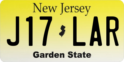NJ license plate J17LAR