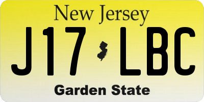 NJ license plate J17LBC