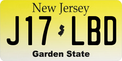 NJ license plate J17LBD