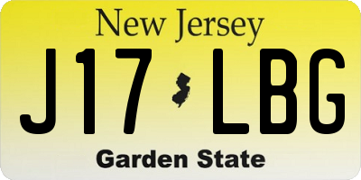 NJ license plate J17LBG