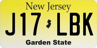 NJ license plate J17LBK
