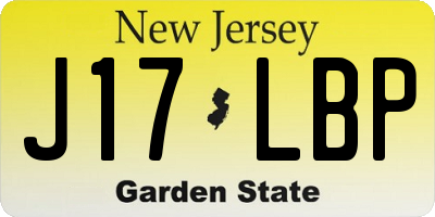 NJ license plate J17LBP