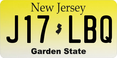 NJ license plate J17LBQ