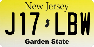 NJ license plate J17LBW