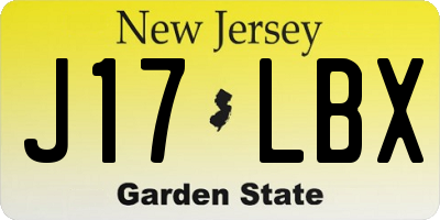 NJ license plate J17LBX