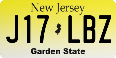 NJ license plate J17LBZ