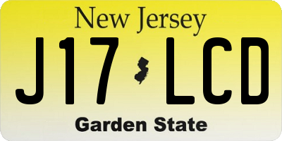 NJ license plate J17LCD