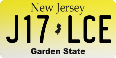 NJ license plate J17LCE