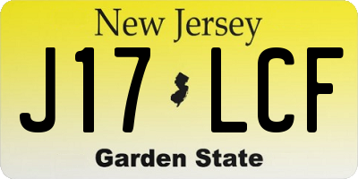 NJ license plate J17LCF