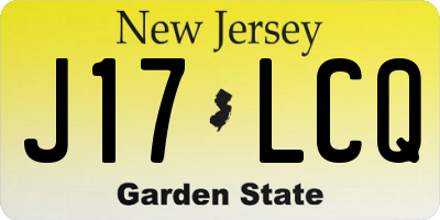NJ license plate J17LCQ