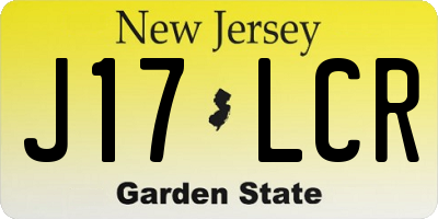 NJ license plate J17LCR
