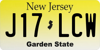 NJ license plate J17LCW