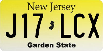 NJ license plate J17LCX