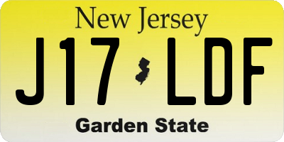 NJ license plate J17LDF
