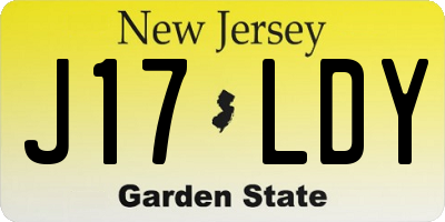 NJ license plate J17LDY