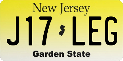 NJ license plate J17LEG