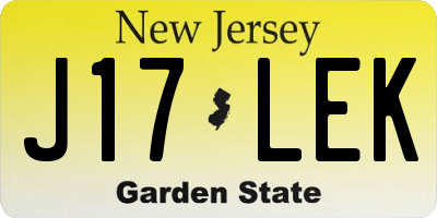 NJ license plate J17LEK