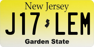 NJ license plate J17LEM
