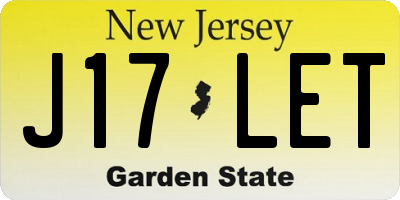 NJ license plate J17LET