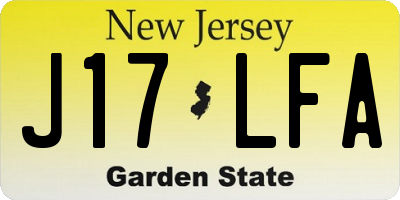 NJ license plate J17LFA