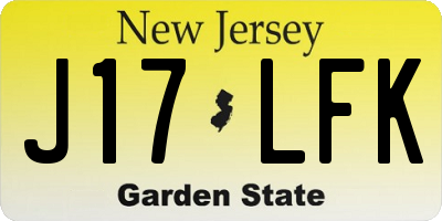 NJ license plate J17LFK