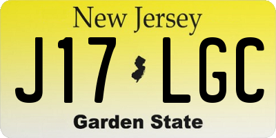 NJ license plate J17LGC