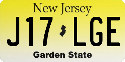 NJ license plate J17LGE
