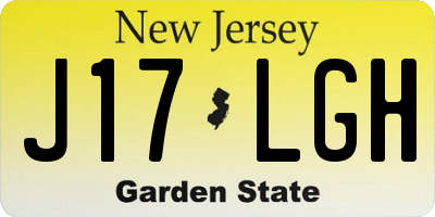 NJ license plate J17LGH