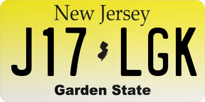 NJ license plate J17LGK